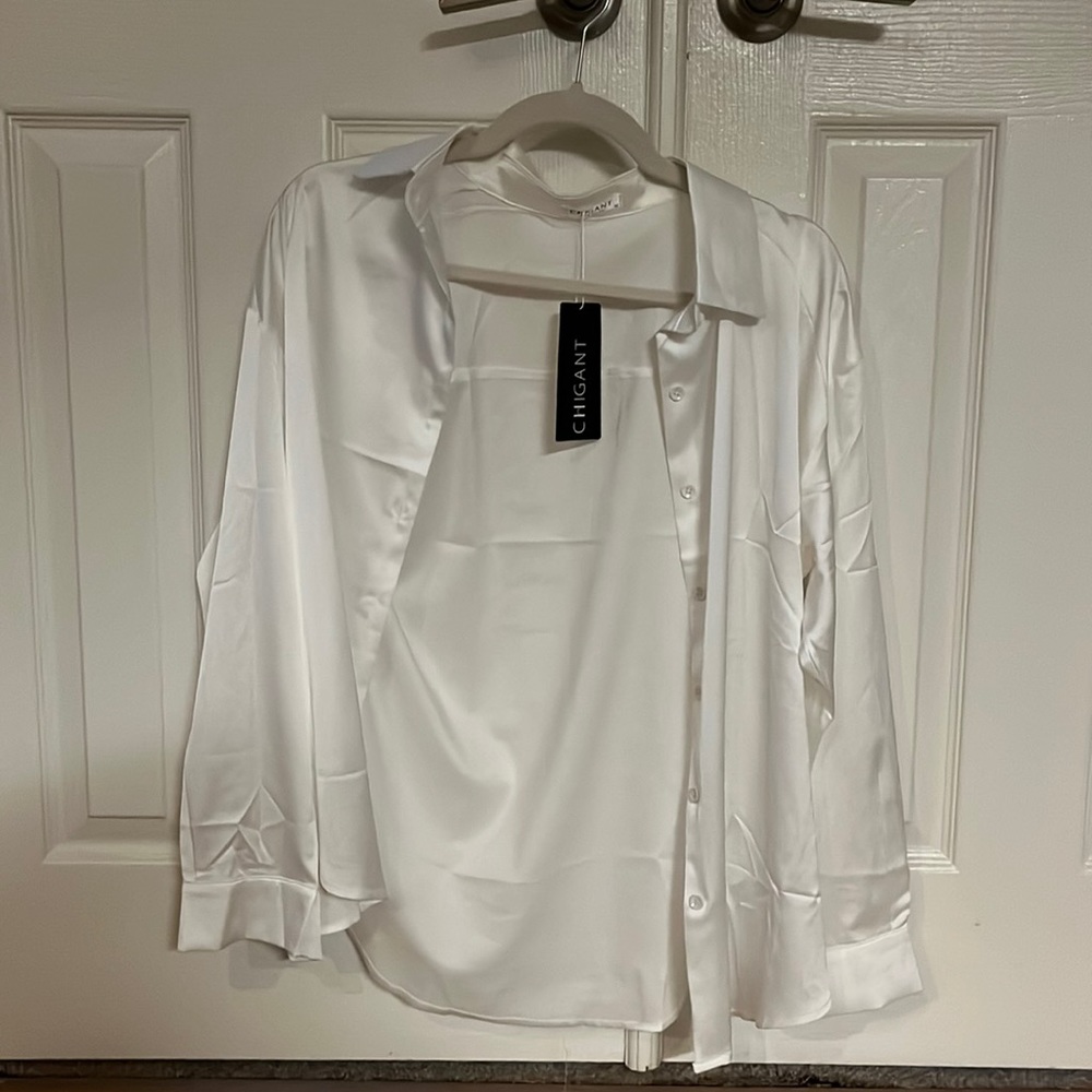 Satin button down
